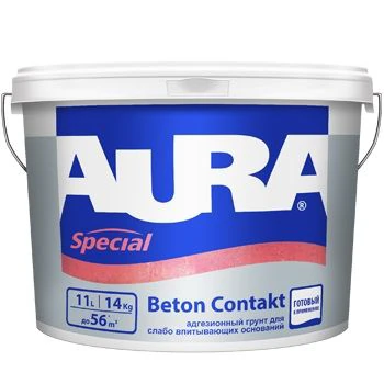 Грунт адгезионный Aura Beton Contakt для слабовпитывающих оснований, 14 кг