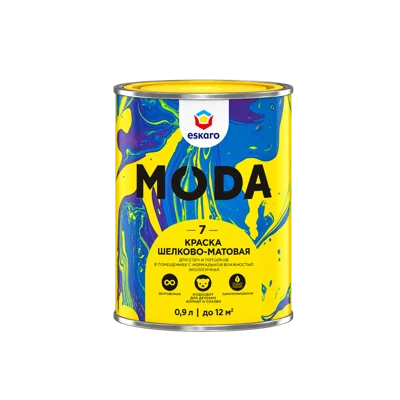 Краска шелково-матовая для стен и потолков Eskaro MODA 7 база А белая 0,9 л