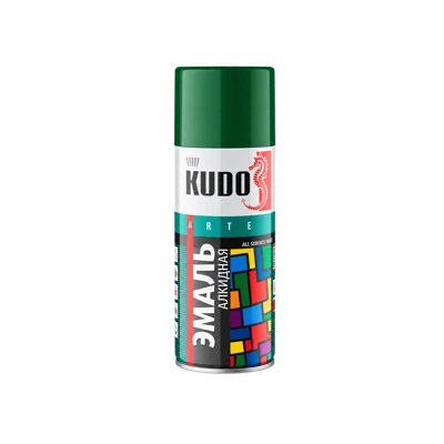 Высокопрочная алкидная универсальная глянцевая эмаль KUDO зелёная 0.52 л