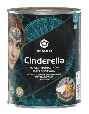 Особо стойкая к загрязнениям матовая краска для стен Eskaro Cinderella (База А - белая) 0,9 л
