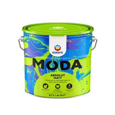 Бархатисто-матовая краска для стен и потолков Moda Absolut Matt (База TR - прозрачная) 2.7 л, 3,3 кг