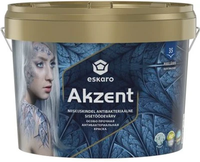 Особо прочная антибактериальная краска Eskaro Akzent (База А - белая) 9 л