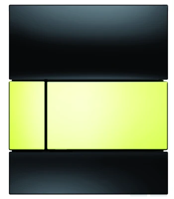 Панель смыва для писсуара стеклянная TECEsquare Urinal, стекло черное, клавиша позолоченная