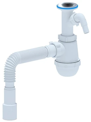 Сифон Ани 1 1/2" x 40 с отводом под стиральную машину, гибкая труба 40x40x50