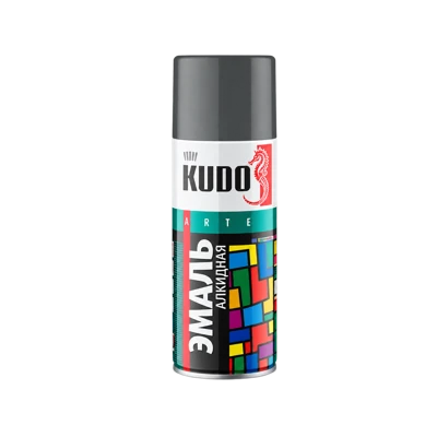 Аэрозольная краска в баллончике KUDO высокопрочная алкидная универсальная глянцевая RAL 7012 тёмно-серая
