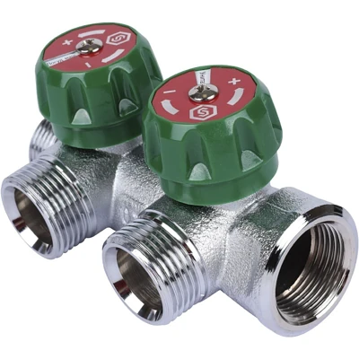 STOUT Коллектор регулирующий 3/4", 2 отвода 3/4" евроконус