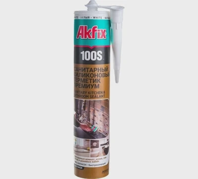 Санитарный герметик для кухни и ванной Akfix 100S, белый, 280 мл