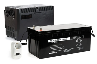 ИБП TEPLOCOM-500+200TBS Maximum Бастион, 220 В, 500 ВА (300 Вт), стабилизация напряжения, АКБ 200 Ач в комплекте