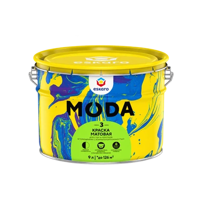 Краска матовая для стен и потолков Eskaro MODA 3, база TR, 9 л, 11 кг