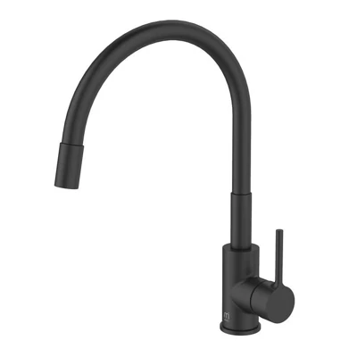 Смеситель для мойки Milardo Meal гибкий излив, черный матовый M01BL0FM05
