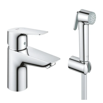 Смеситель для умывальника GROHE BAUEDGE с гигиеническим душем 3/8 23757001