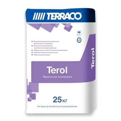 Минеральная декоративная штукатурка Terol Granule White Terraco 1,5 мм, 25 кг