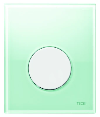 Панель смыва для писсуара стеклянная TECEloop Urinal, стекло зеленое, клавиша белая