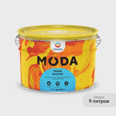 Фасадная краска силиконизированная глубокоматовая Eskaro MODA Fasad Silicon (База А - белая) 9 л