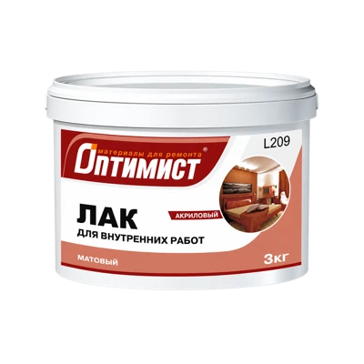 Лак для внутренних работ бесцветный матовый Оптимист 10 кг, L 209