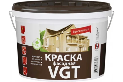 Краска VGT фасадная ВД-АК-1180 Белоснежная 15 кг
