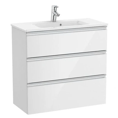 Тумба ROCA THE GAP 80 белый глянец без умывальника подвесная 3 ящика A857406806/857553806