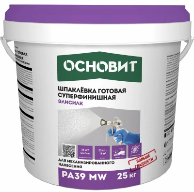 ОСНОВИТ ЭЛИСИЛК PA39 W Шпаклевка готовая суперфинишная, 28 кг (24)