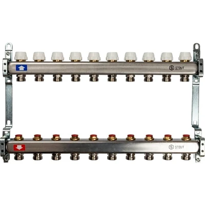 Коллектор из нержавеющей стали STOUT с вентилями 1"/3/4"x10 вых.