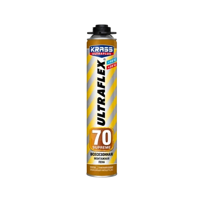 Пена монтажная пистолетная Krass ULTRAFLEX 70 Supreme всесезонная 0,89 л