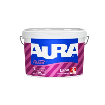 Краска фасадная водно-дисперсионная Aura Fasad Expo база А белая 9 л