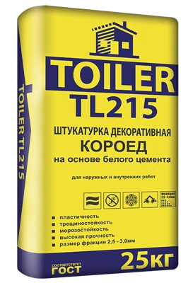 TOILER TL 215 Штукатурка цементная ДЕКОРАТИВНАЯ, 25 кг