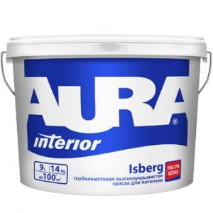 Глубокоматовая высокоукрывистая краска для потолков Aura ISBERG 9 л, 13,7 кг