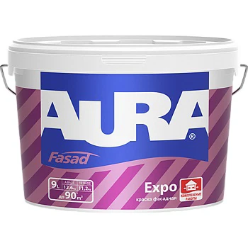 Краска фасадная водно-дисперсионная Aura Fasad Expo база А белая, 15 л