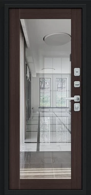 Дверь входная Thermo Флэш МФ/BChrome Thermo-2 Букле черное правая 2050x960 мм Wenge