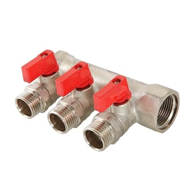 Коллектор с отсекающими кранами Valtec 3/4"х3 выхода 1/2", наружная резьба