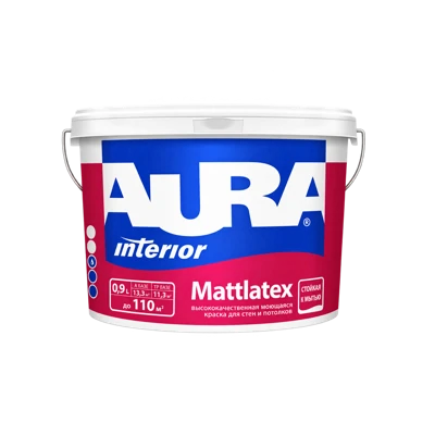Краска моющаяся для стен и потолков Aura MATTLATEX 0,9 л