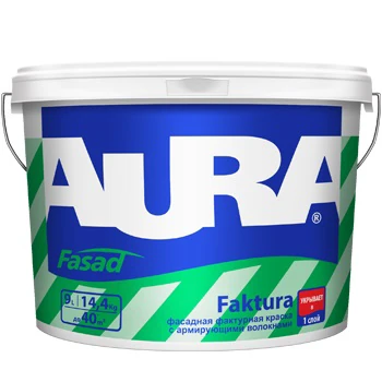 Фасадная фактурная краска с армирующими волокнами Aura FACADE Faktura 9 л
