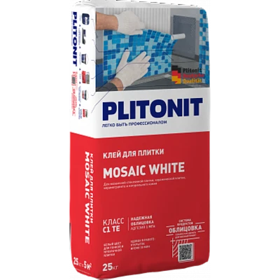 PLITONIT MOSAIC WHITE Плиточный клей для мозаики, 25 кг