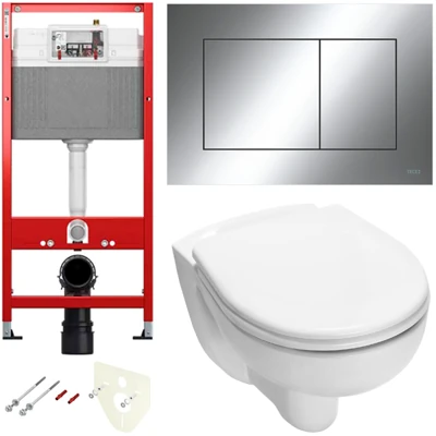 Комплект для подвесного унитаза 9400412.WC1 с панелью смыва TECEnow хром глянец, унитаз TECE V04