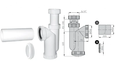 Сифон 50/40 для мойки с накидной гайкой 6/4", M0490